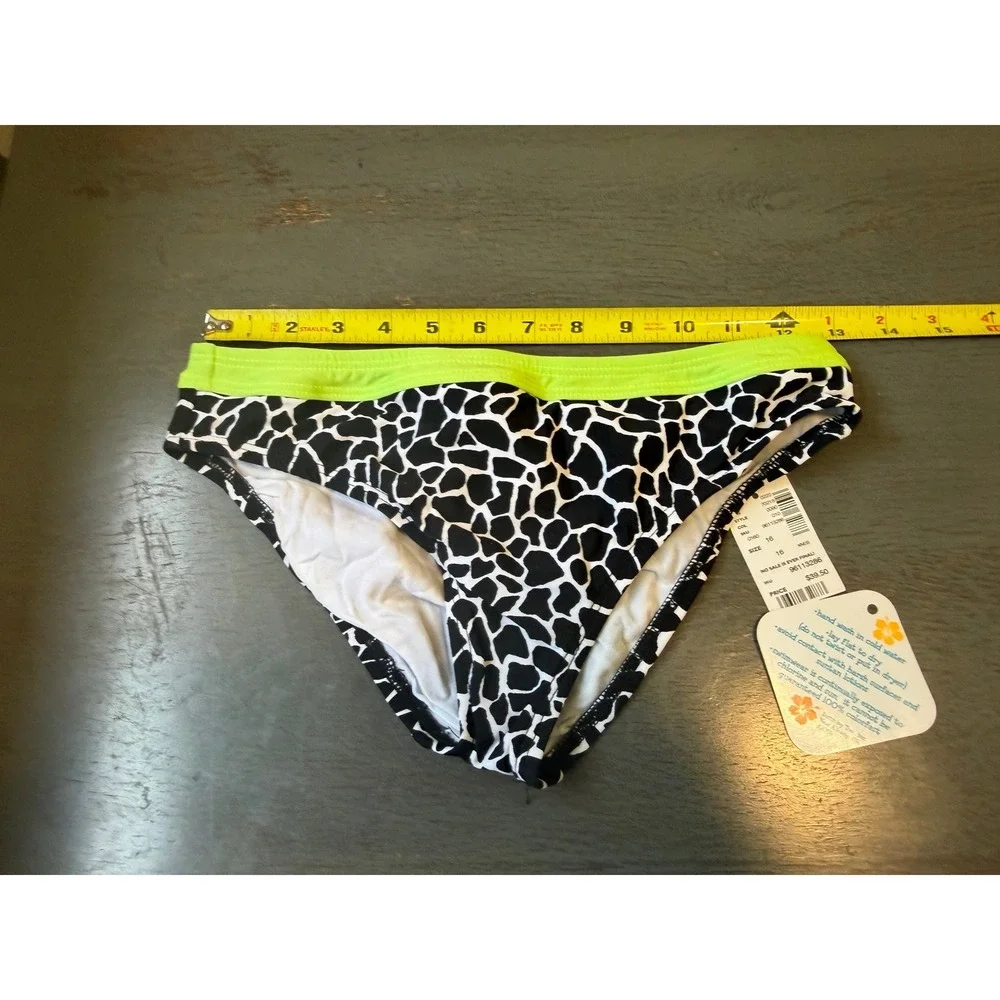 Vintage Limited Too Girls Size 16 Bikini Bottom Giraffe Print Neon Green Y2K NWT
